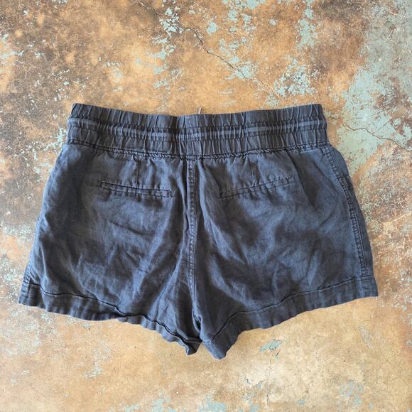 Athleta Cabo Linen Shorts Size 14 Black Elastic Drawstring Waist Pockets - Picture 6 of 6
